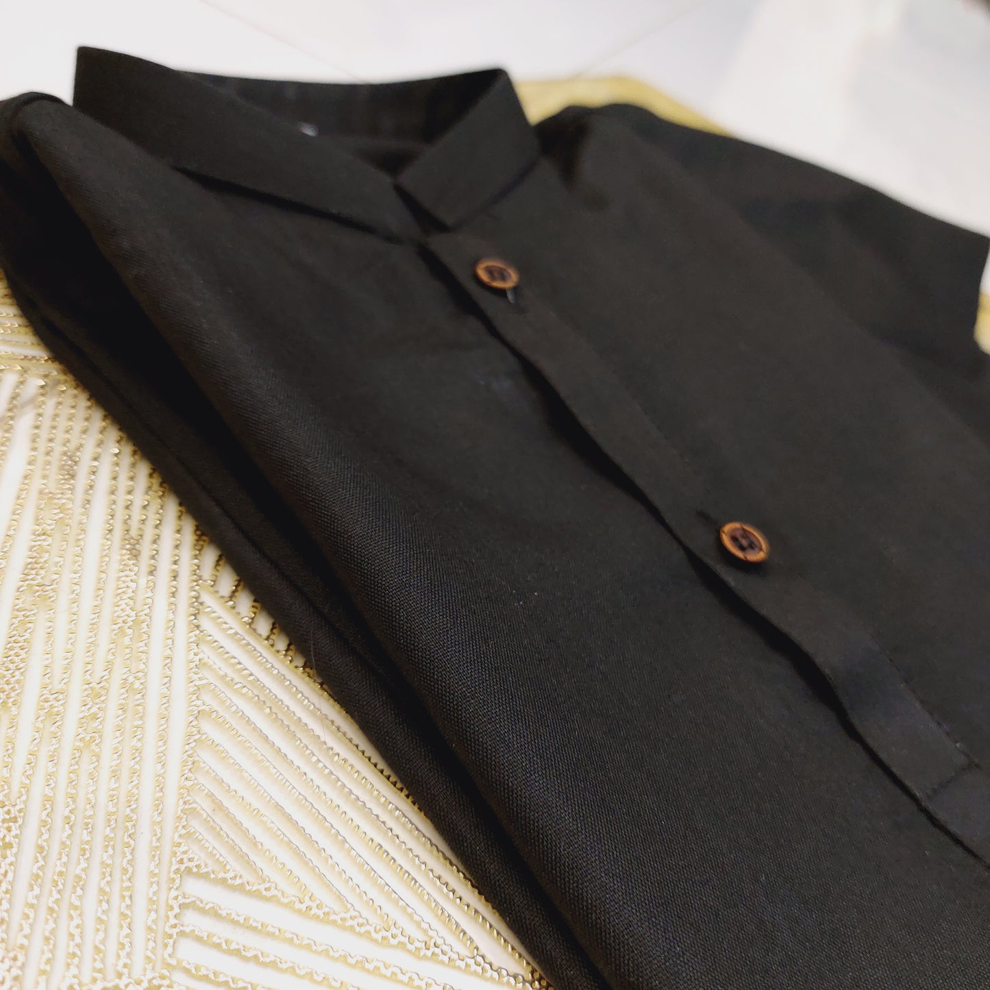 Plain Black Kurta with Straight Trouser