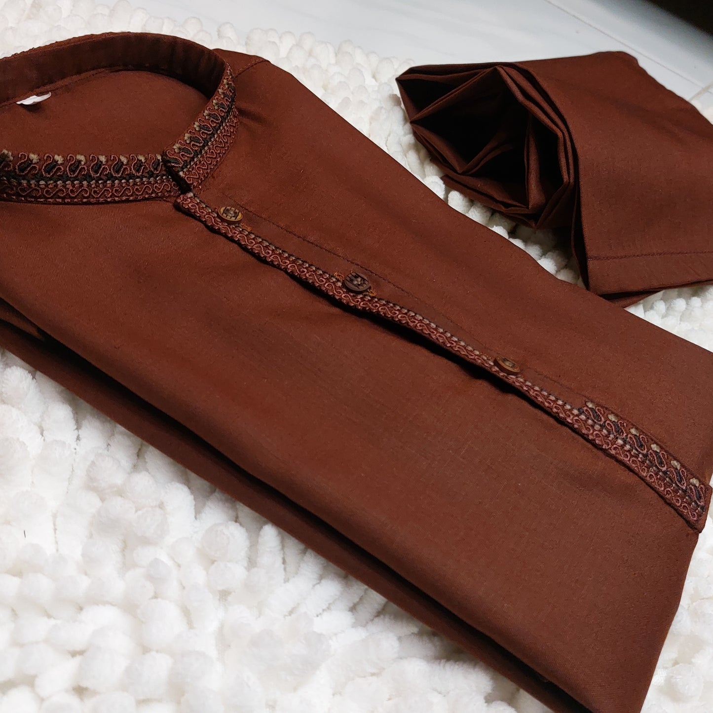 Brown Embroidered Kurta and Trouser