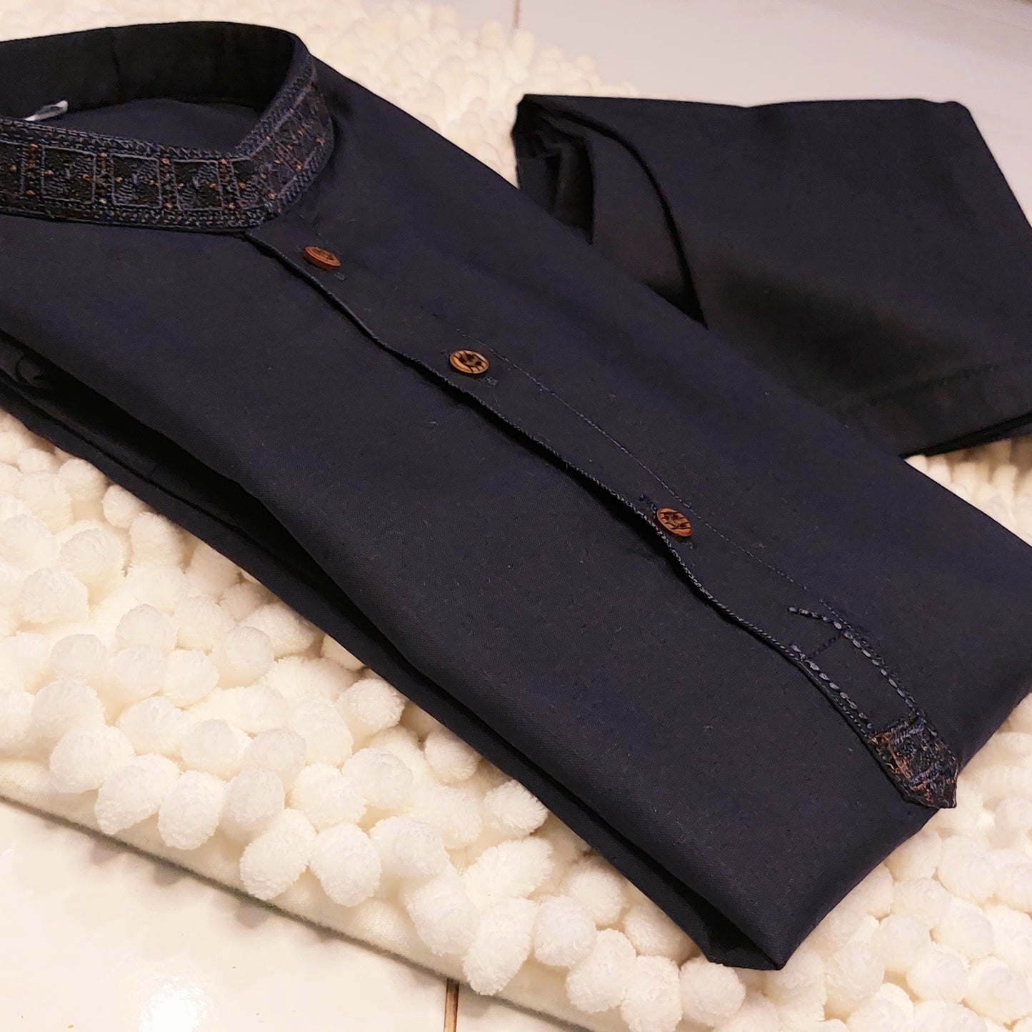 Navy Blue Embroidered Kurta Trouser