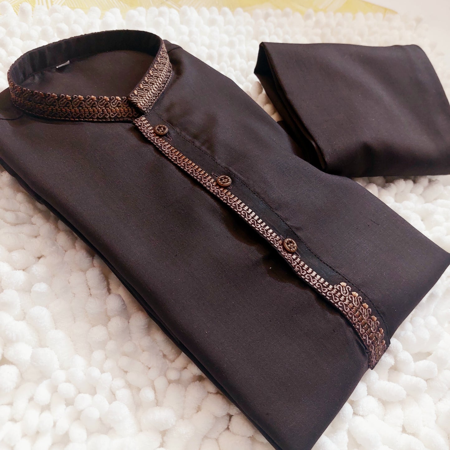 Choco Brown Embroidered Kurta and Trouser