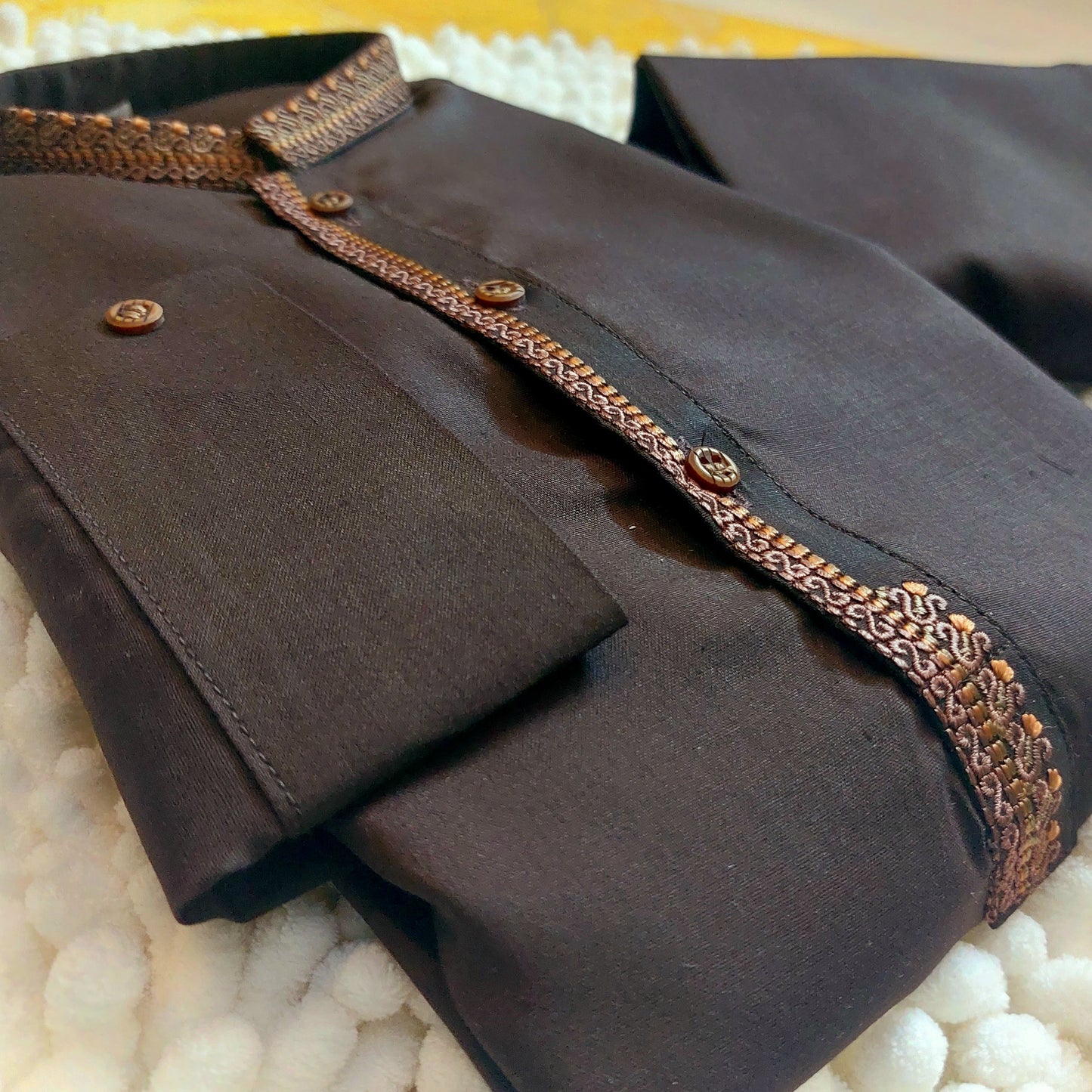 Choco Brown Embroidered Kurta and Trouser