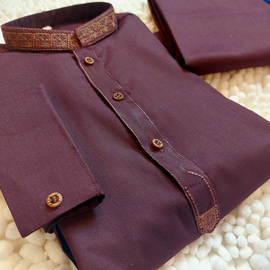 Plum Embroidered Kurta Trouser 0015