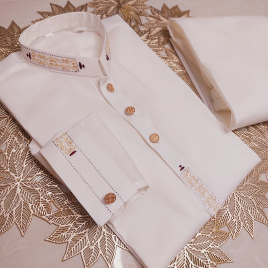 White Embroidered Kurta And Trouser 0032