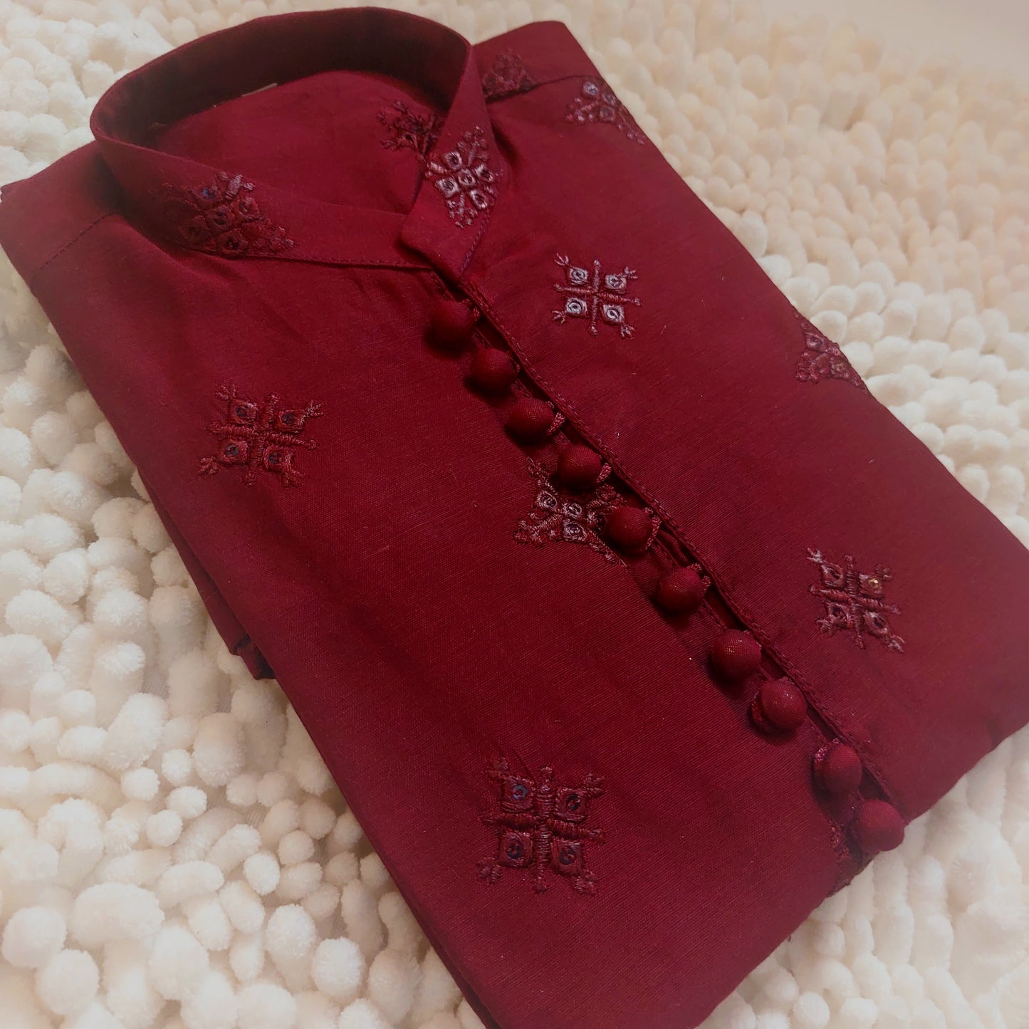 Red Embroidered Formal Kurta 0064