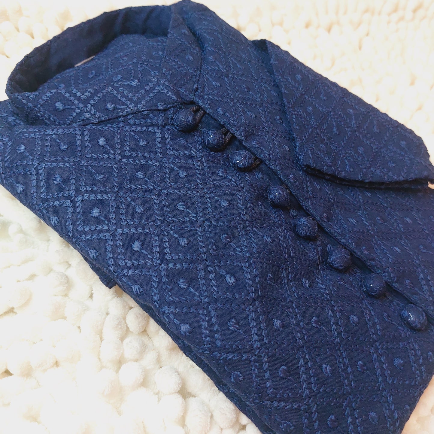 Navy Blue Chicken Kari Kurta