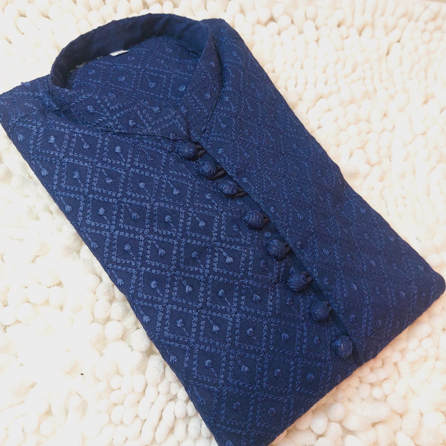 Navy Blue Chicken Kari Kurta