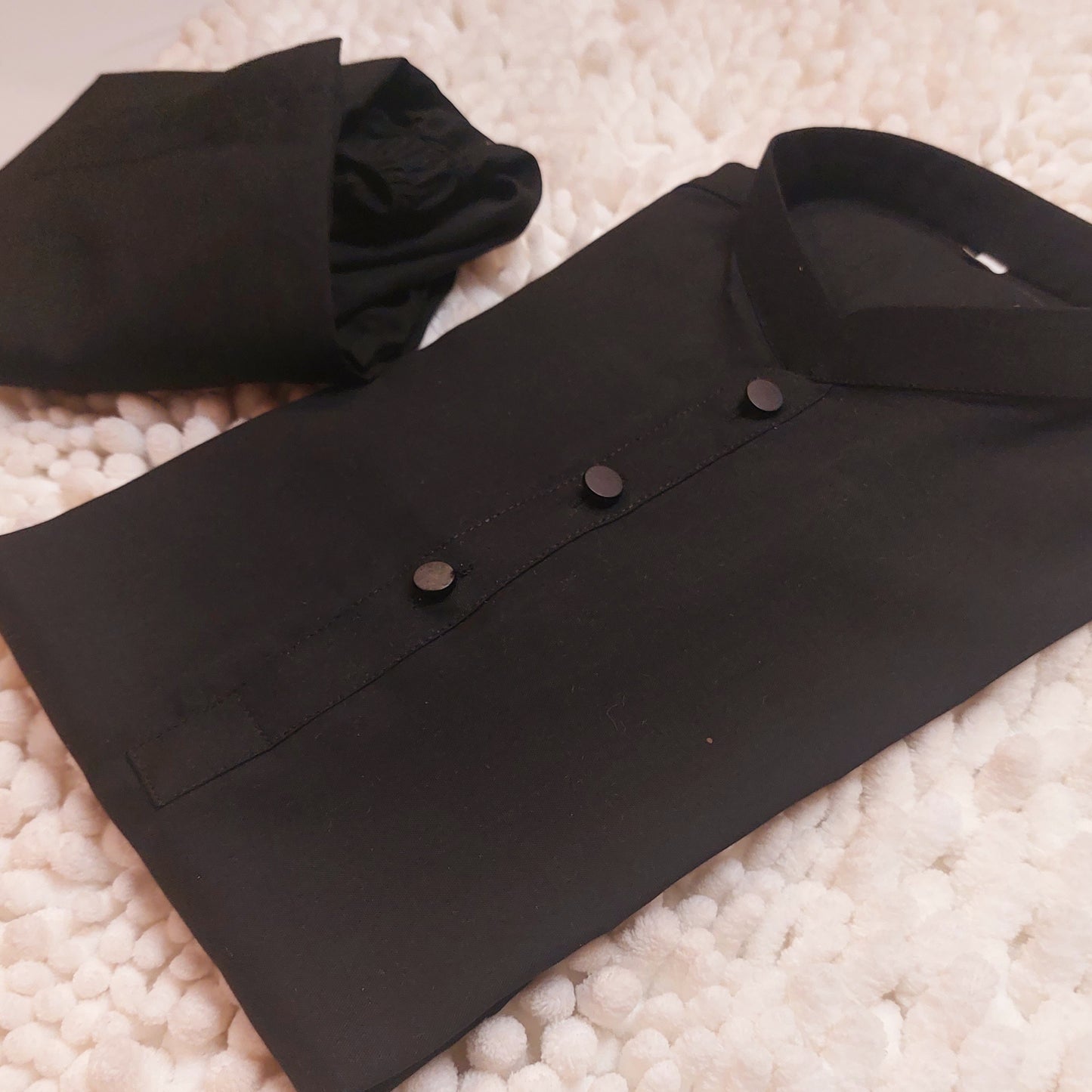 Plain Black Kurta with Straight Trouser