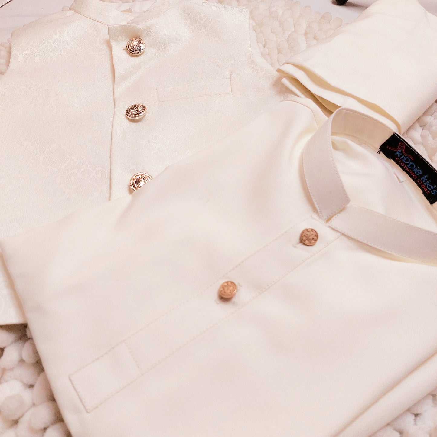 Offwhite Self Styled Waistcoat with Kurta Trouser