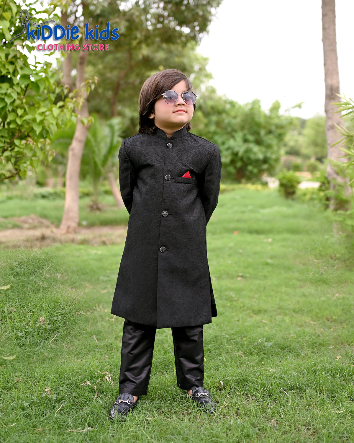 Black Self Styled Sherwani