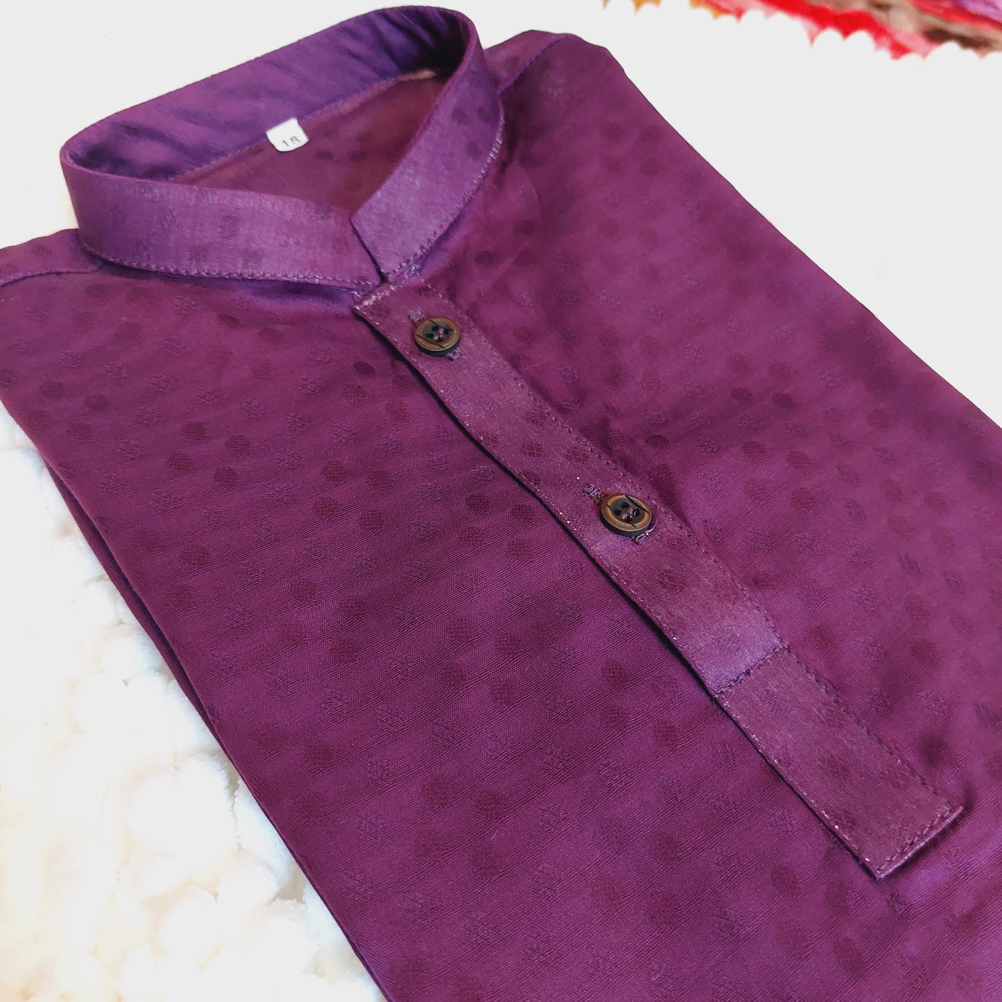 Self Printed Plum Cotton Kurta