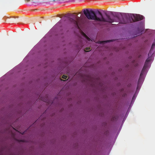 Self Printed Plum Cotton Kurta