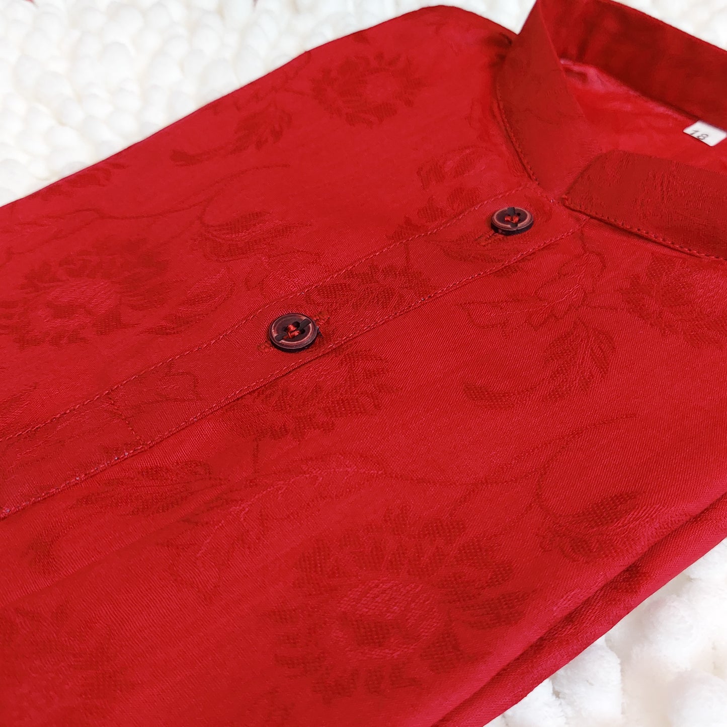 Self printed Red Cotton Kurta