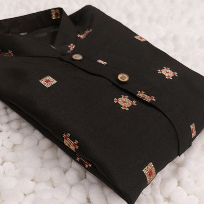 Black Embroidered Formal Kurta