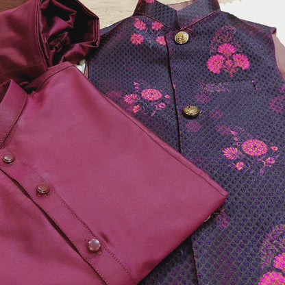 Blooming Elegance Waistcoat with Kurta Trouser