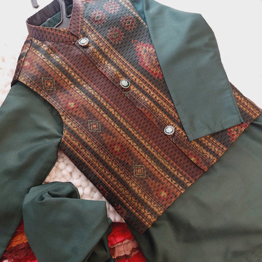 Forest Flora Waistcoat with Kurta Trouser