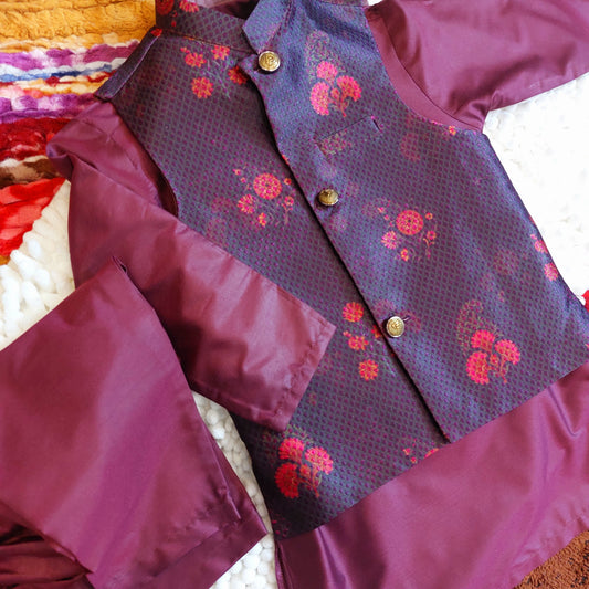 Blooming Elegance Waistcoat with Kurta Trouser