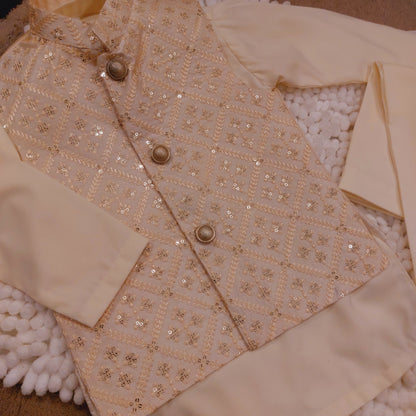 Ivory Glimmer Waistcoat with Kurta Trouser