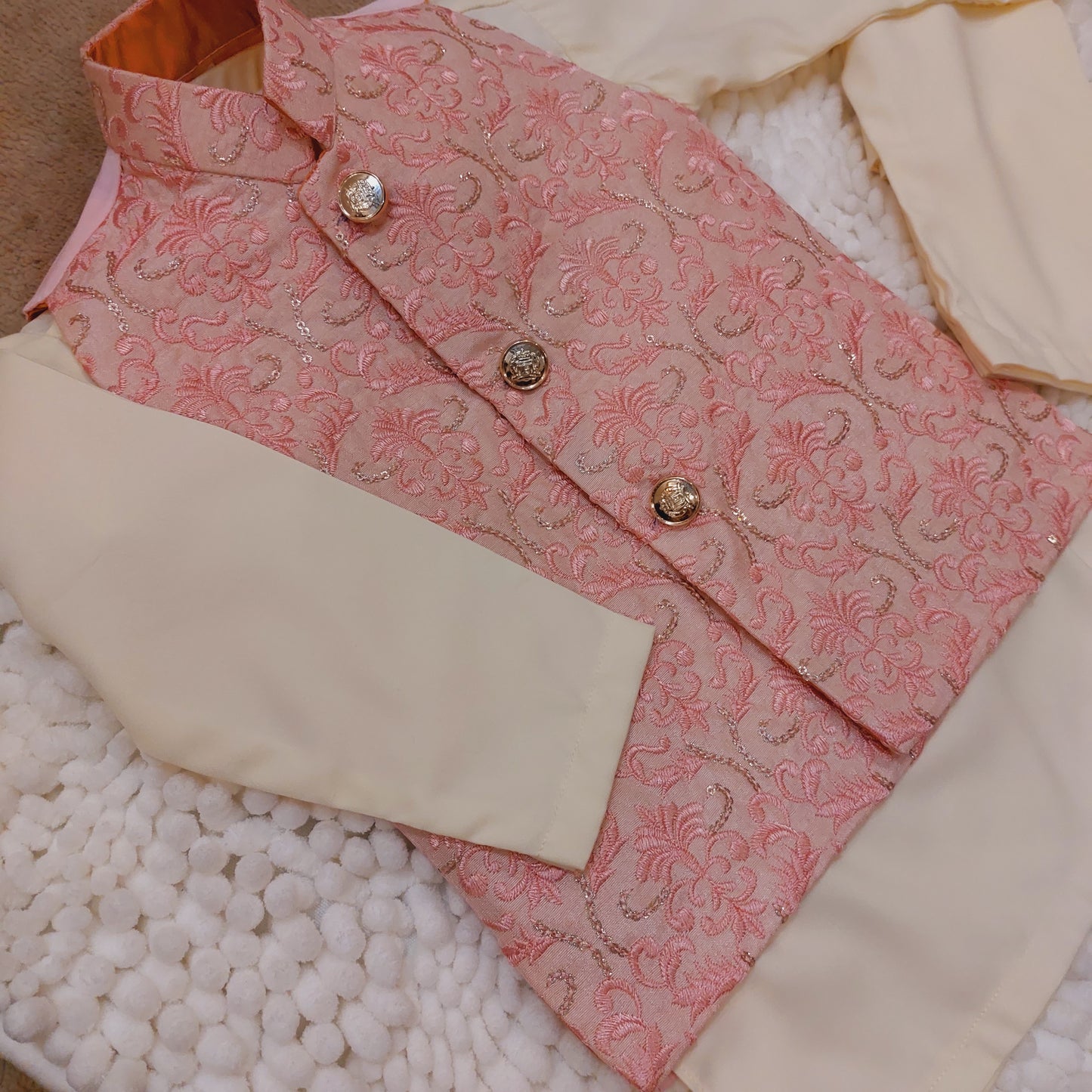 Pink Embroidered Waistcoat with Kurta Trouser