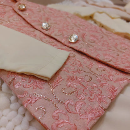 Pink Embroidered Waistcoat with Kurta Trouser