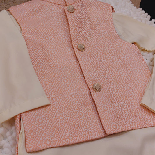 Baby Pink Elegance Waistcoat with Kurta Trouser