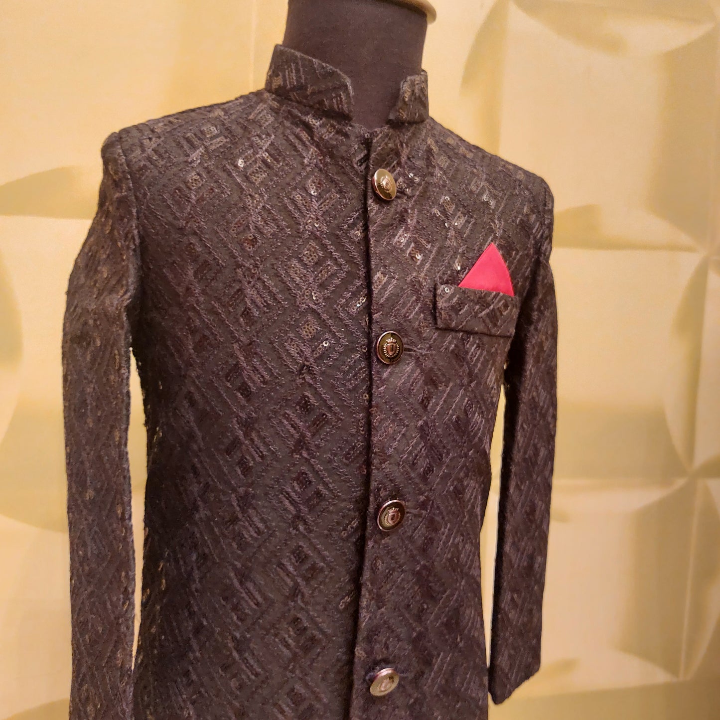 Black Mysore Sequence Embroidered Sherwani