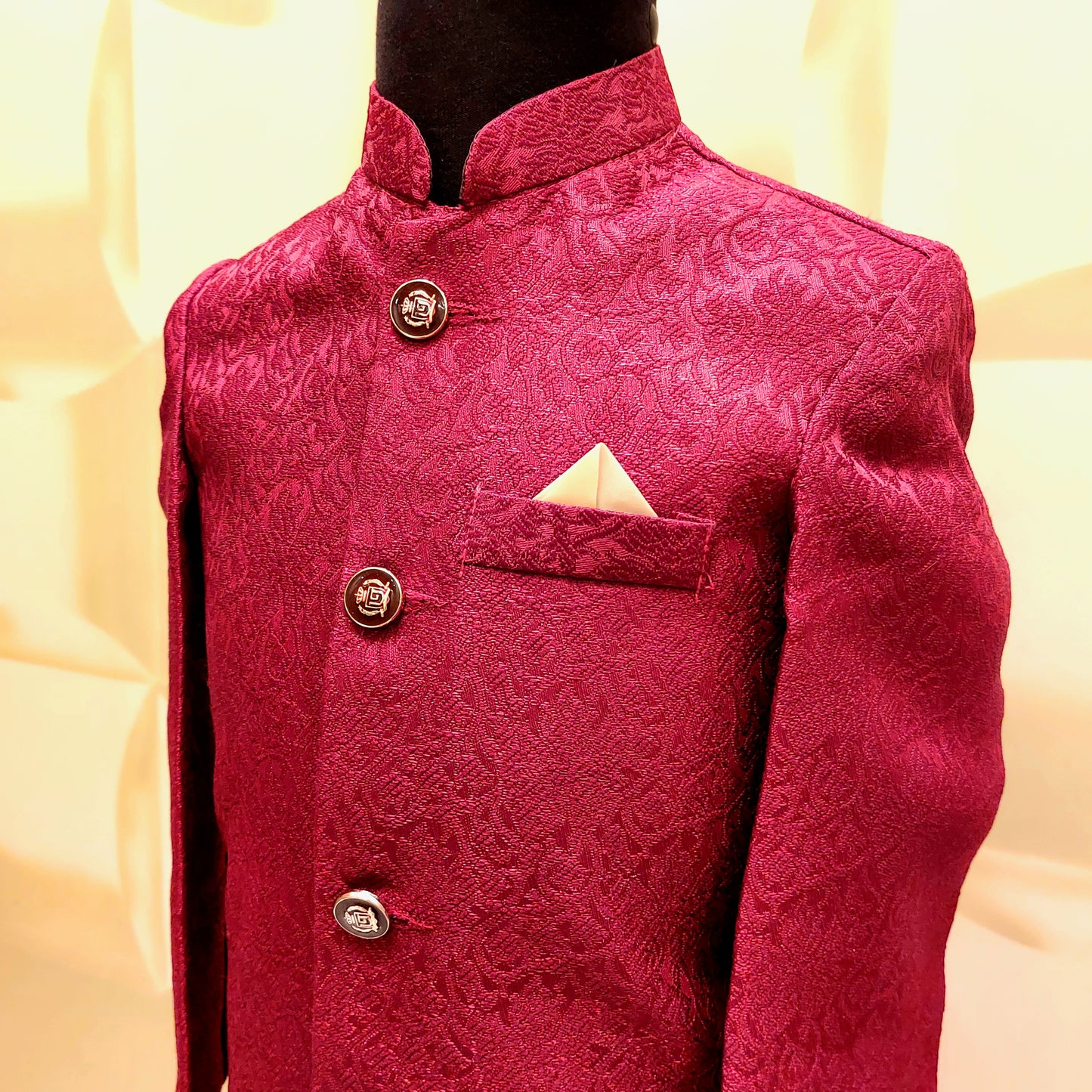 Red Jamawar Sherwani