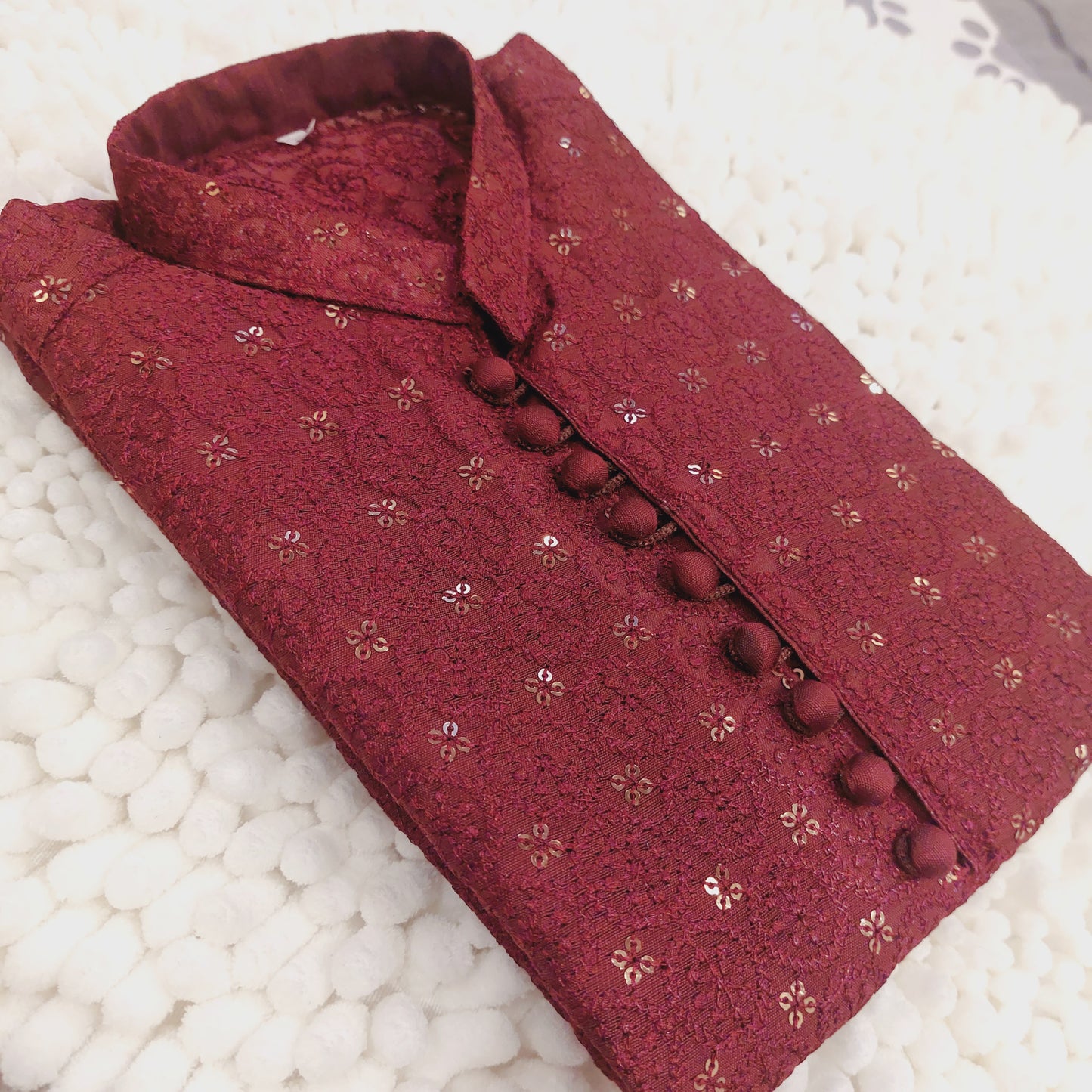 Maroon Mysore Embroidered Kurta