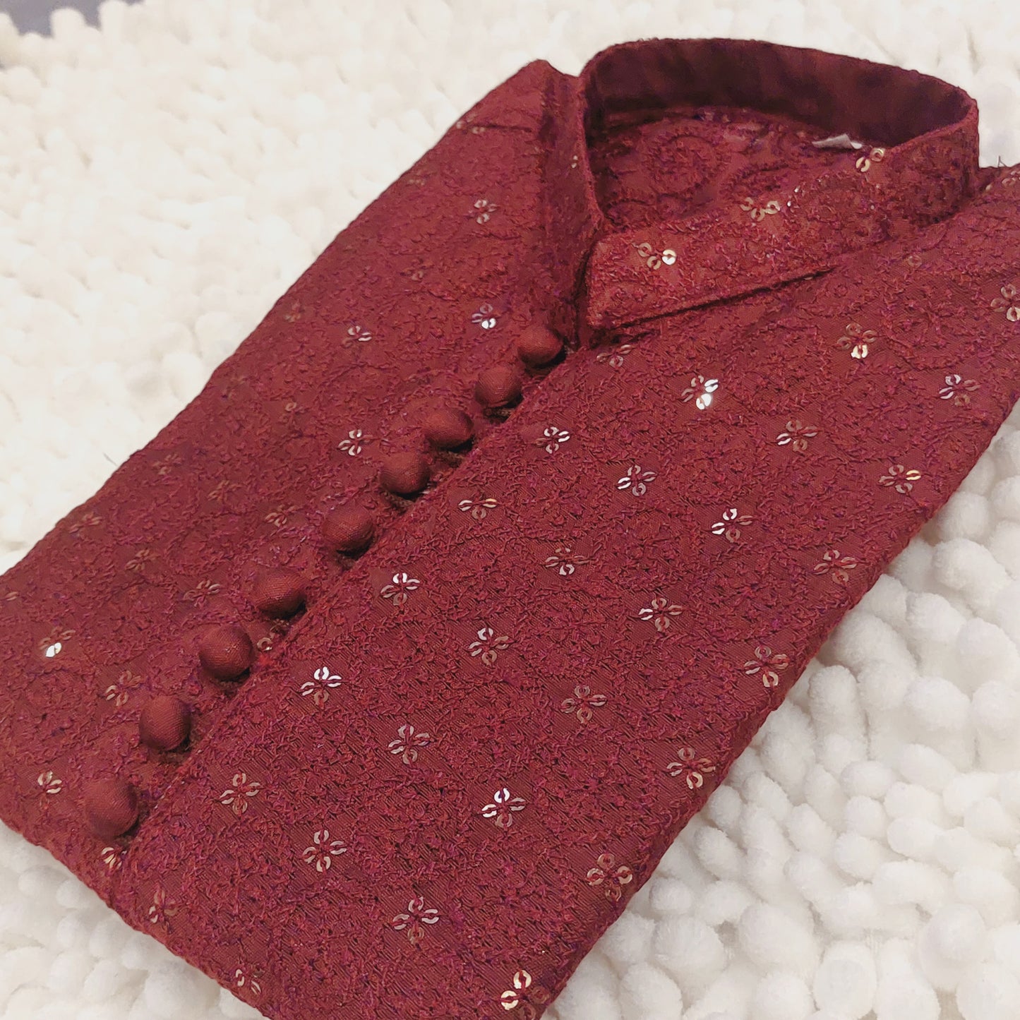 Maroon Mysore Embroidered Kurta