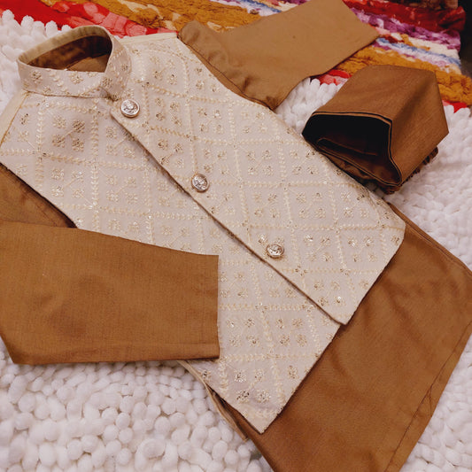 Ivory Glimmer Waistcoat with Kurta Trouser