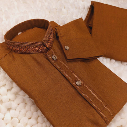 Brown Embroidered Kurta Trouser 0013