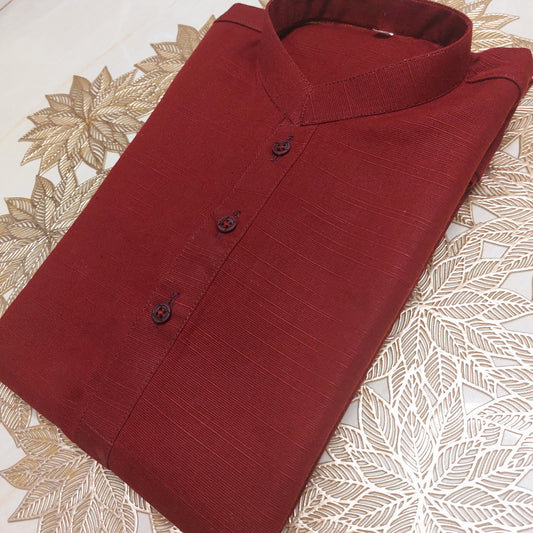 Maroon Cotton Kurta