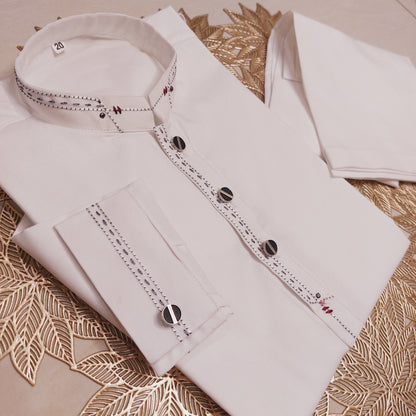 White And Red Designing Kurta With Trouser 0033