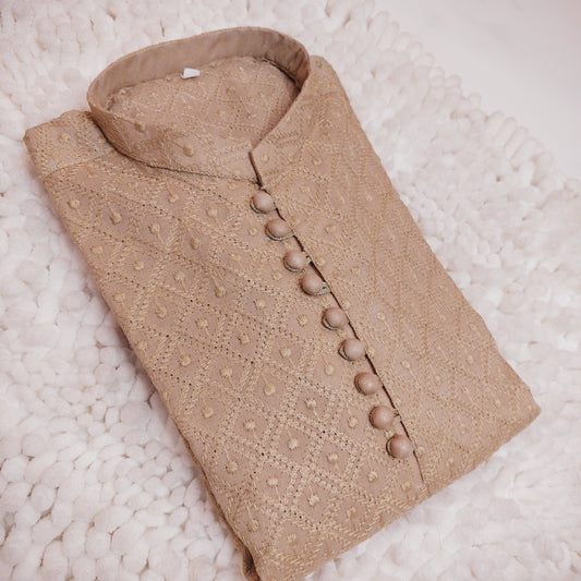 Beige Chicken Kari Kurta