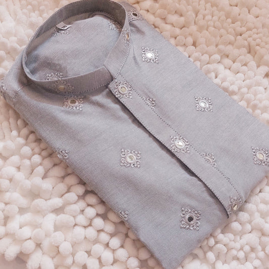 Smoke Formal Embroidered Kurta 0056