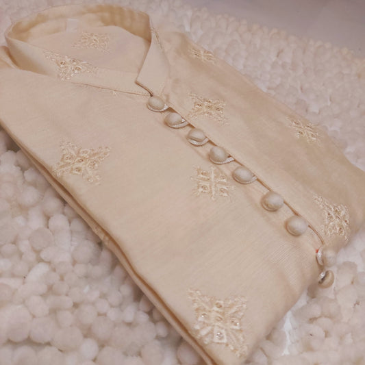 Golden Embroidered Formal Kurta 0065