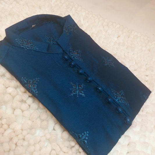 Royal Blue Embroidered Formal Kurta 0063