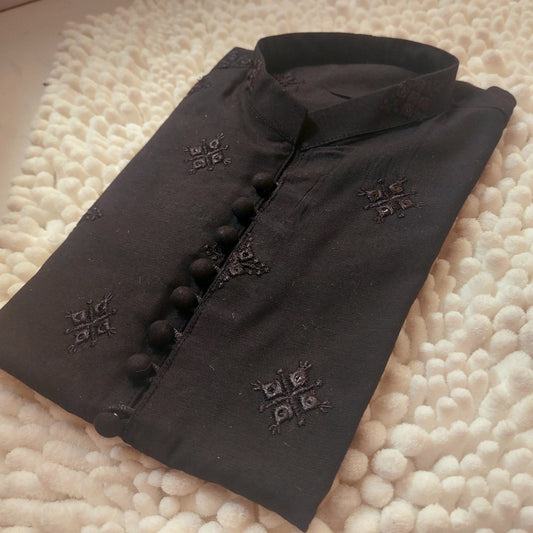 Black Embroidered Formal Kurta 0066