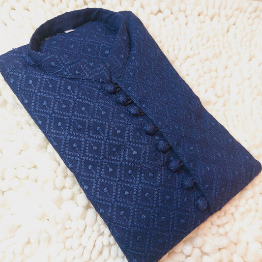 Navy Blue Chicken Kari Kurta