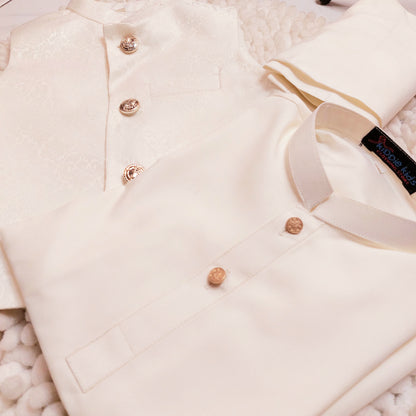 Offwhite Self Styled Waistcoat with Kurta Trouser