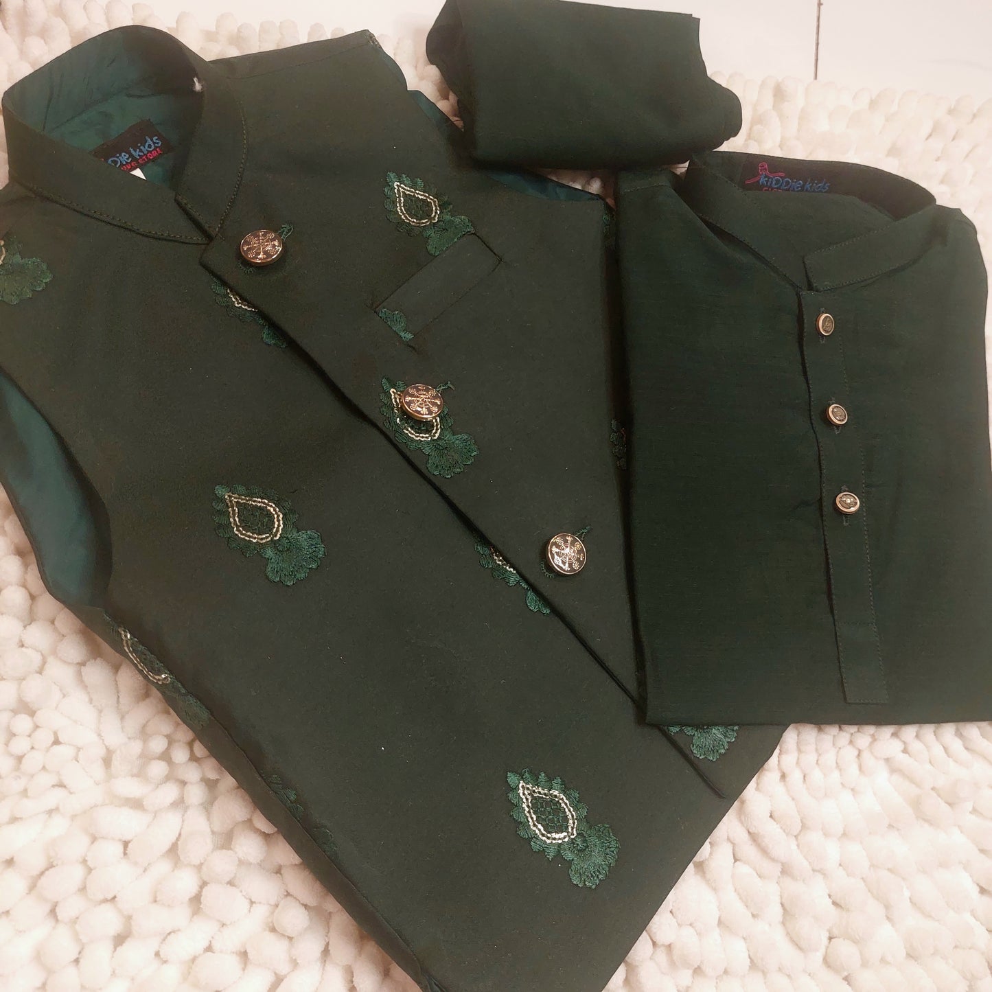 Dark Green Embroidered Waistcoat with Kurta Trouser