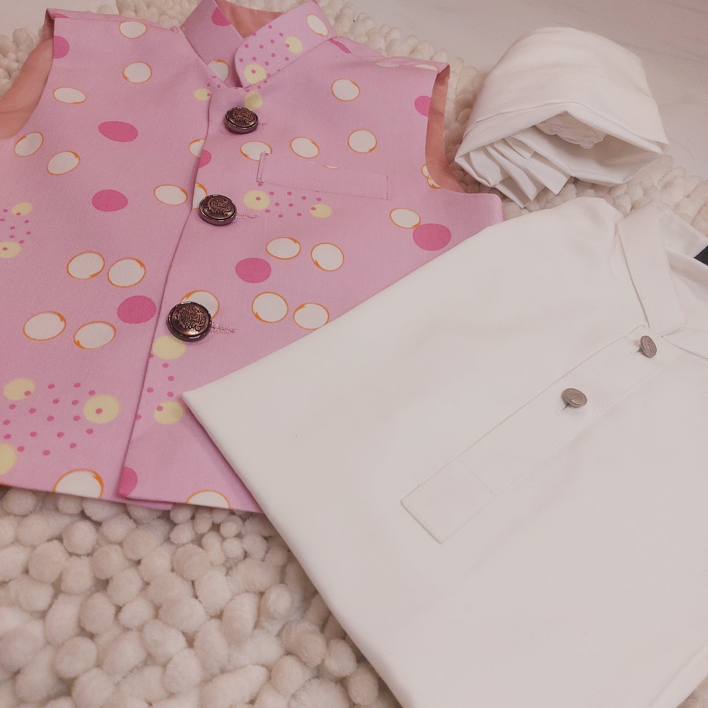 Baby Pink Waistcoat with Kurta Trouser