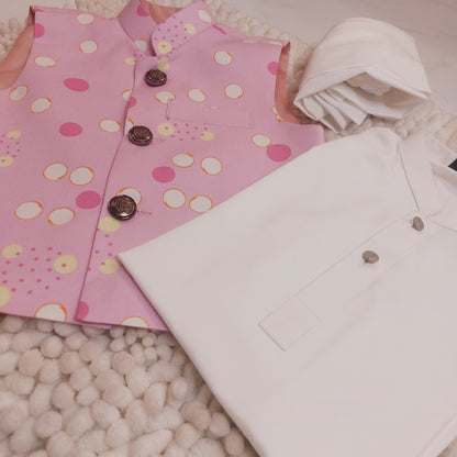 Baby Pink Waistcoat with Kurta Trouser
