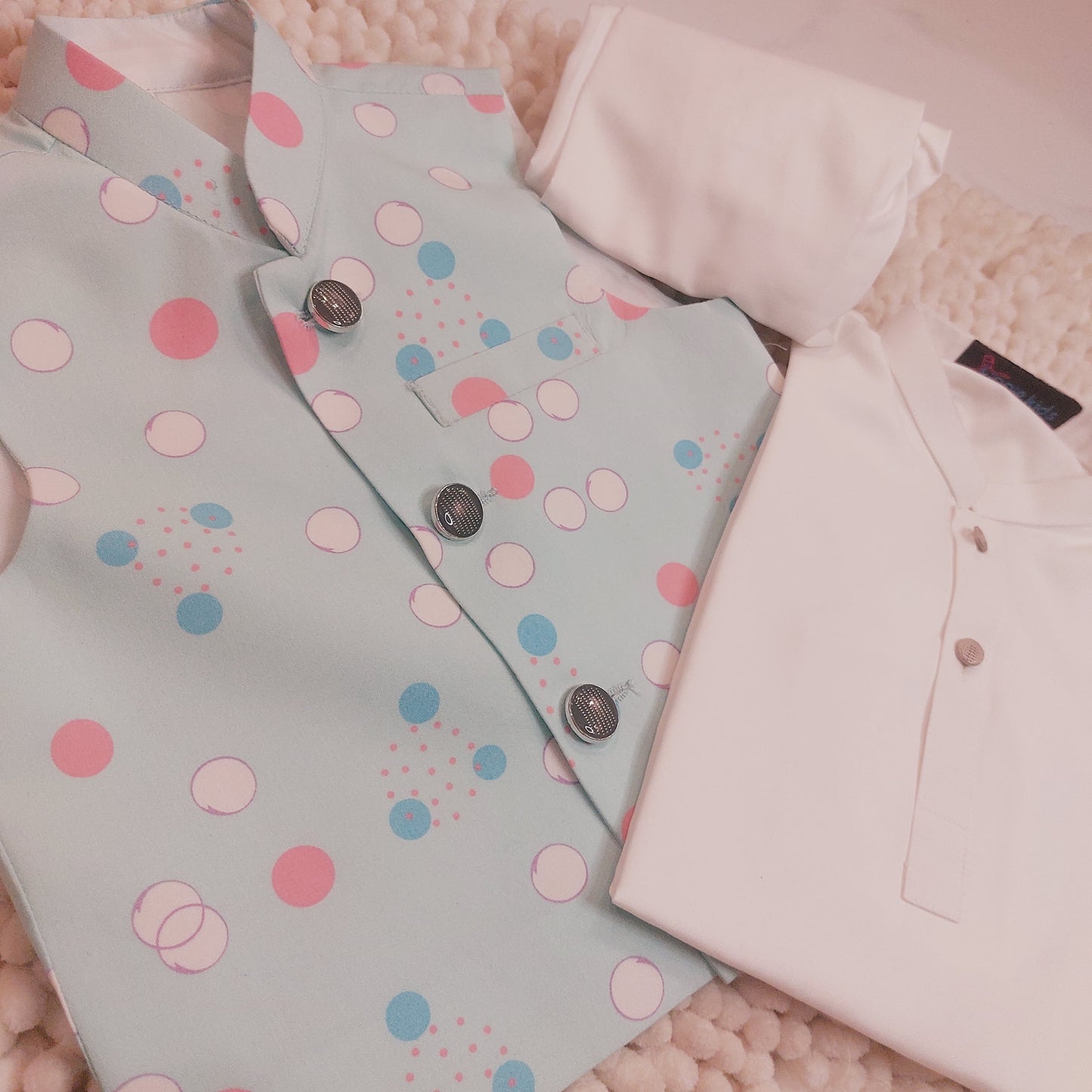 Sky Blue Waistcoat with Kurta Trouser