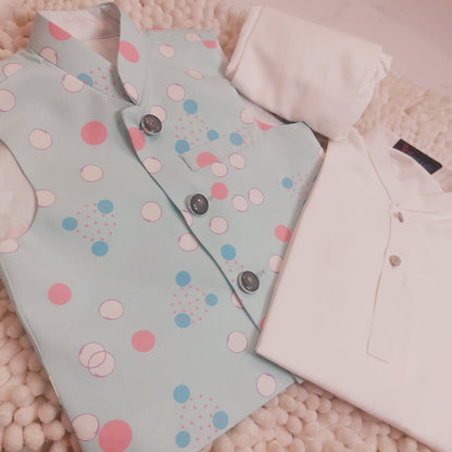 Sky Blue Waistcoat with Kurta Trouser