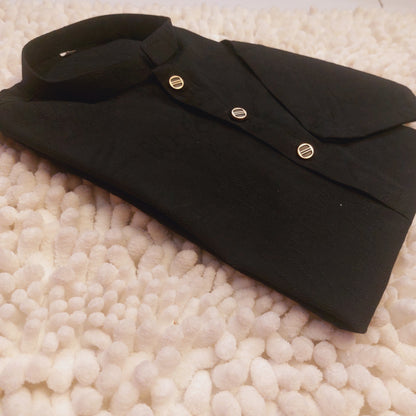 Black Self Printed Cotton Kurta