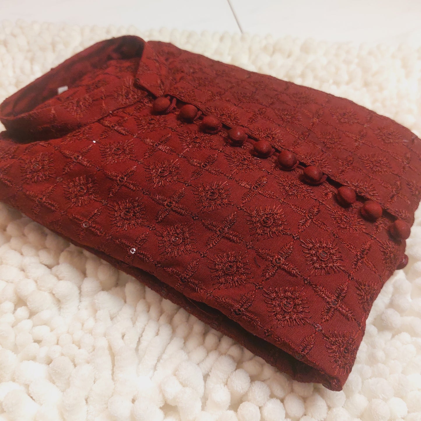 Maroon Sequence Chicken Embroidered Formal Kurta 2101