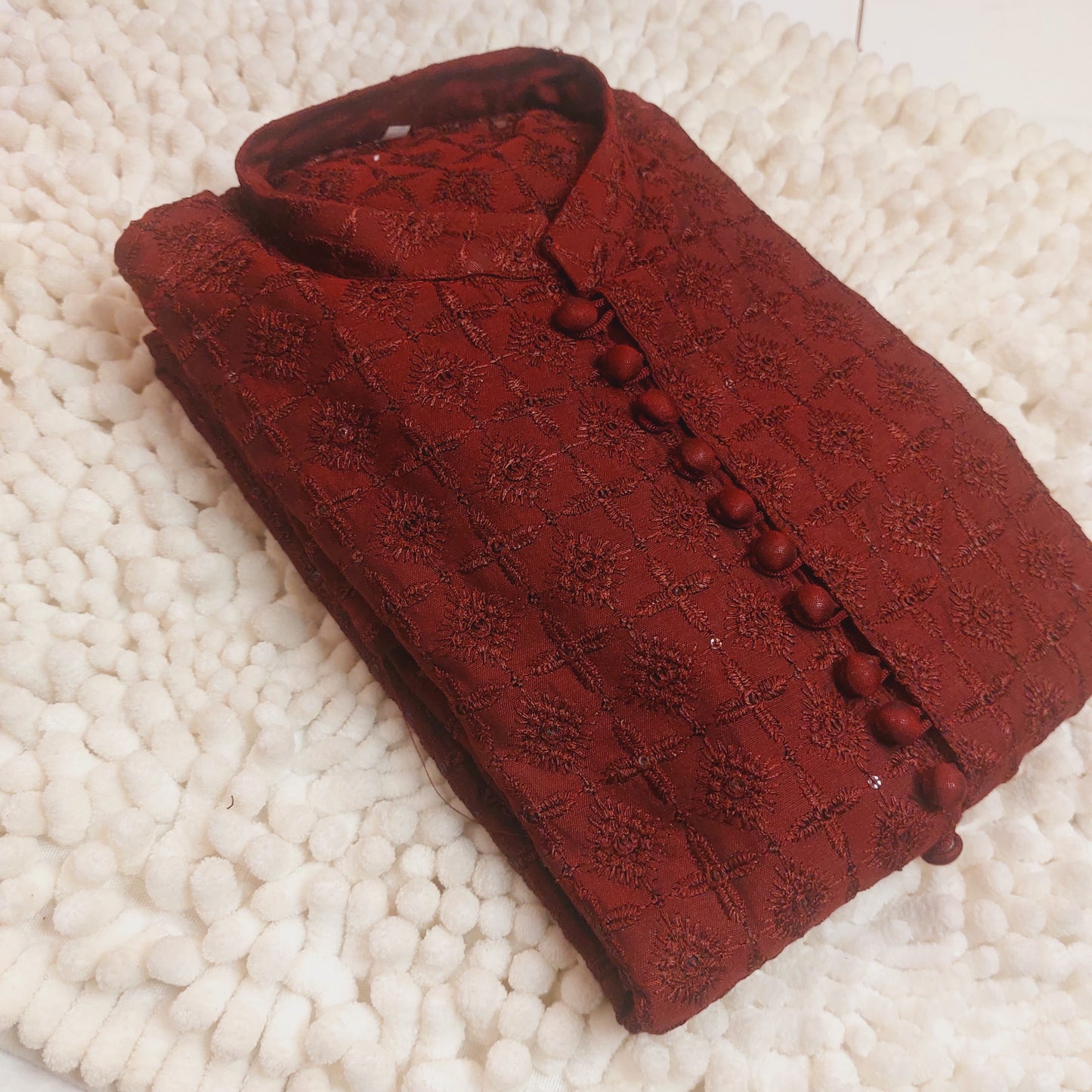 Maroon Sequence Chicken Embroidered Formal Kurta 2101