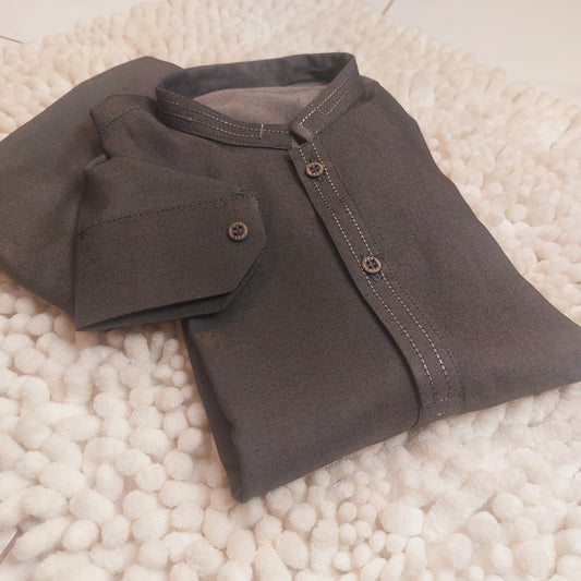 CHARCOAL GREY Threadwork Embroidered Kurta And Trouser