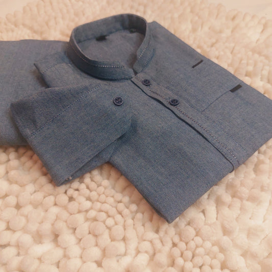 AZURE BLUE Threadwork Embroidered Kurta And Trouser