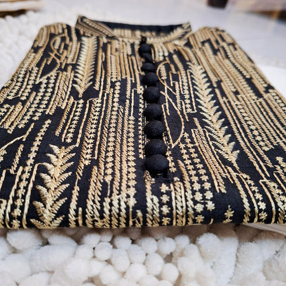 Black Embroidered Kurta with Trouser